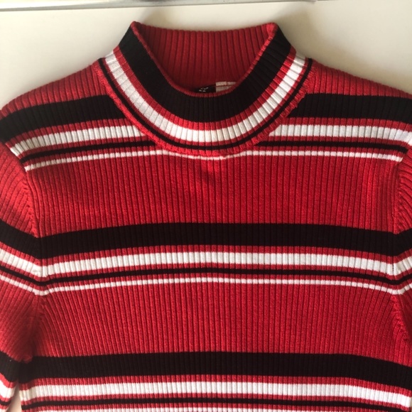 NWOT, Striped, Ribbed Sweater, Red, White & Black - Picture 2 of 8